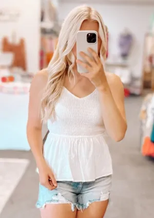 Teagan Smocked Tank Top | Ivory