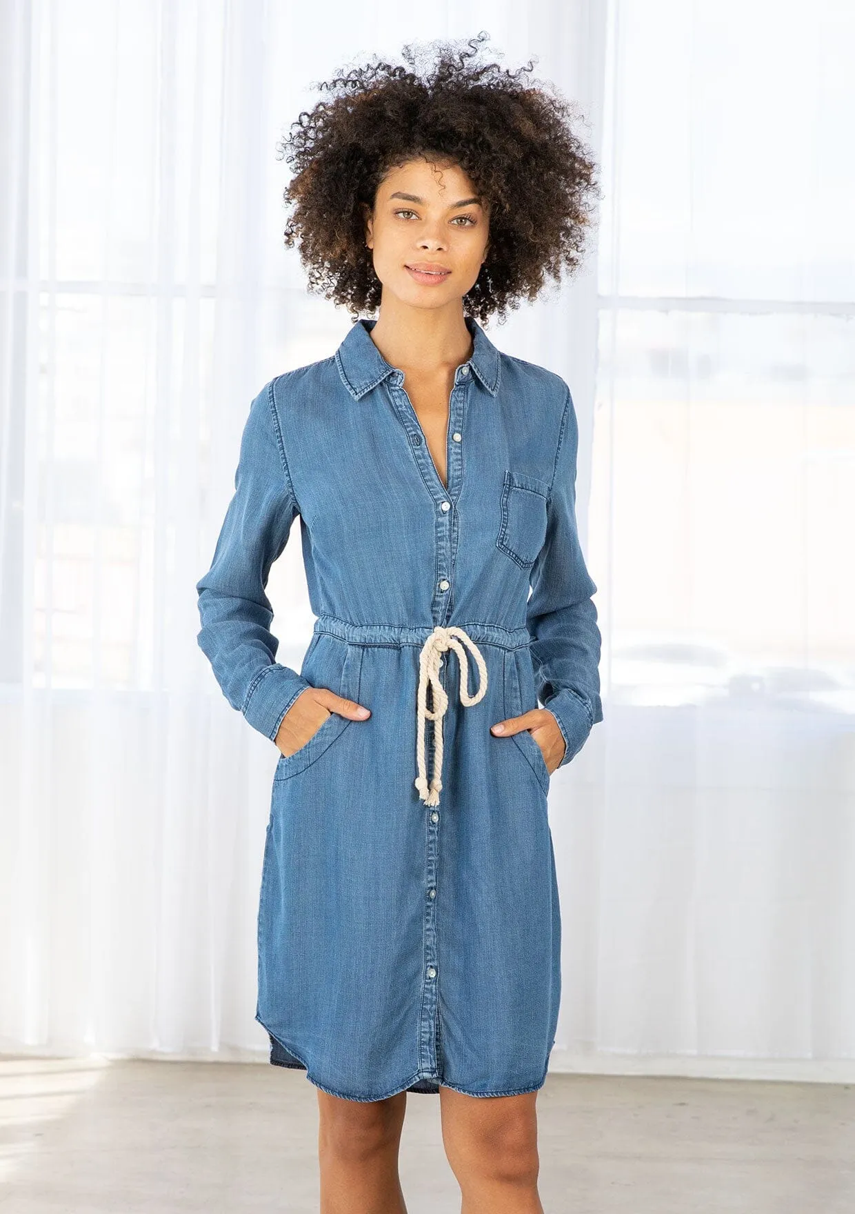 Tencel Mini Shirt Dress