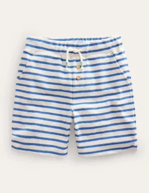 Textured Jersey Short-Delft Blue/White
