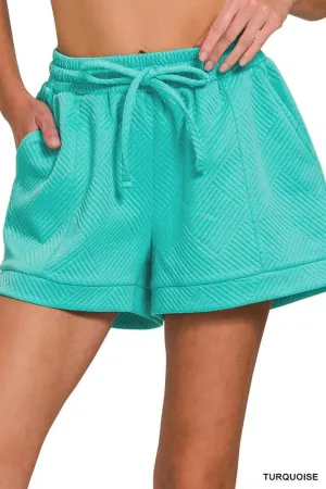 Textured Knit Jacquard Drawstring Shorts For Women – Comfortable and Stylish Drawstring Shorts with Jacquard Fabric for Summer