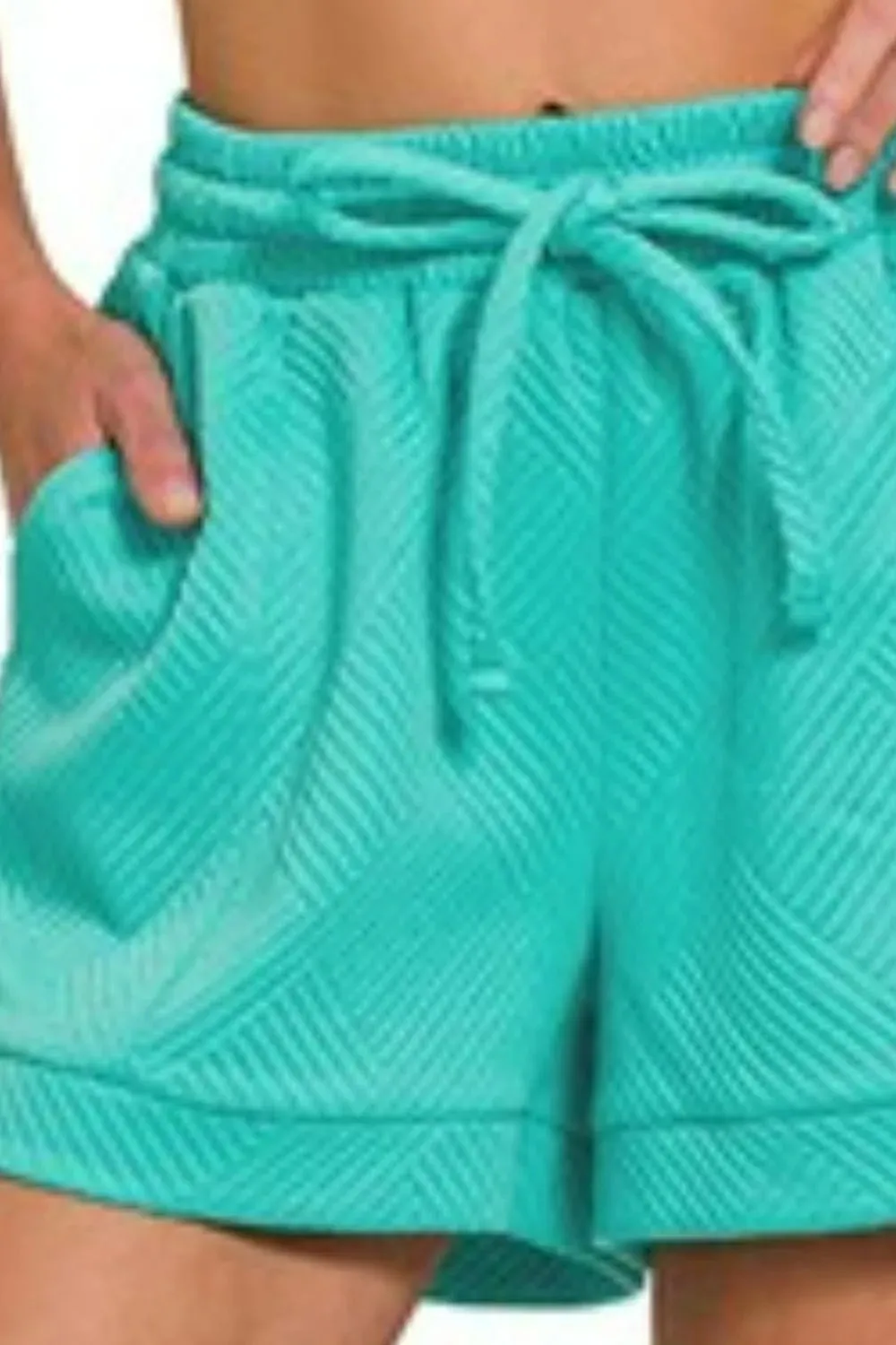 Textured Knit Jacquard Drawstring Shorts For Women – Comfortable and Stylish Drawstring Shorts with Jacquard Fabric for Summer