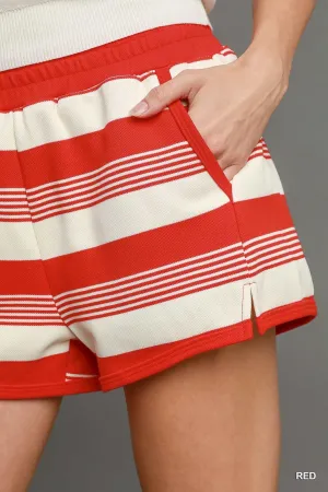 Textured Knit Striped Shorts