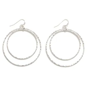 Textured Layered Circle Drop Earrings