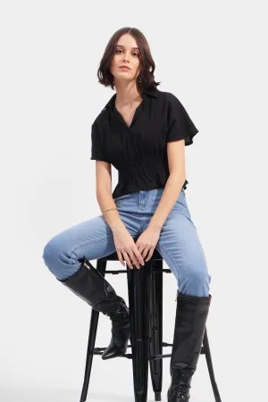 Textured Layered Shoulder Top