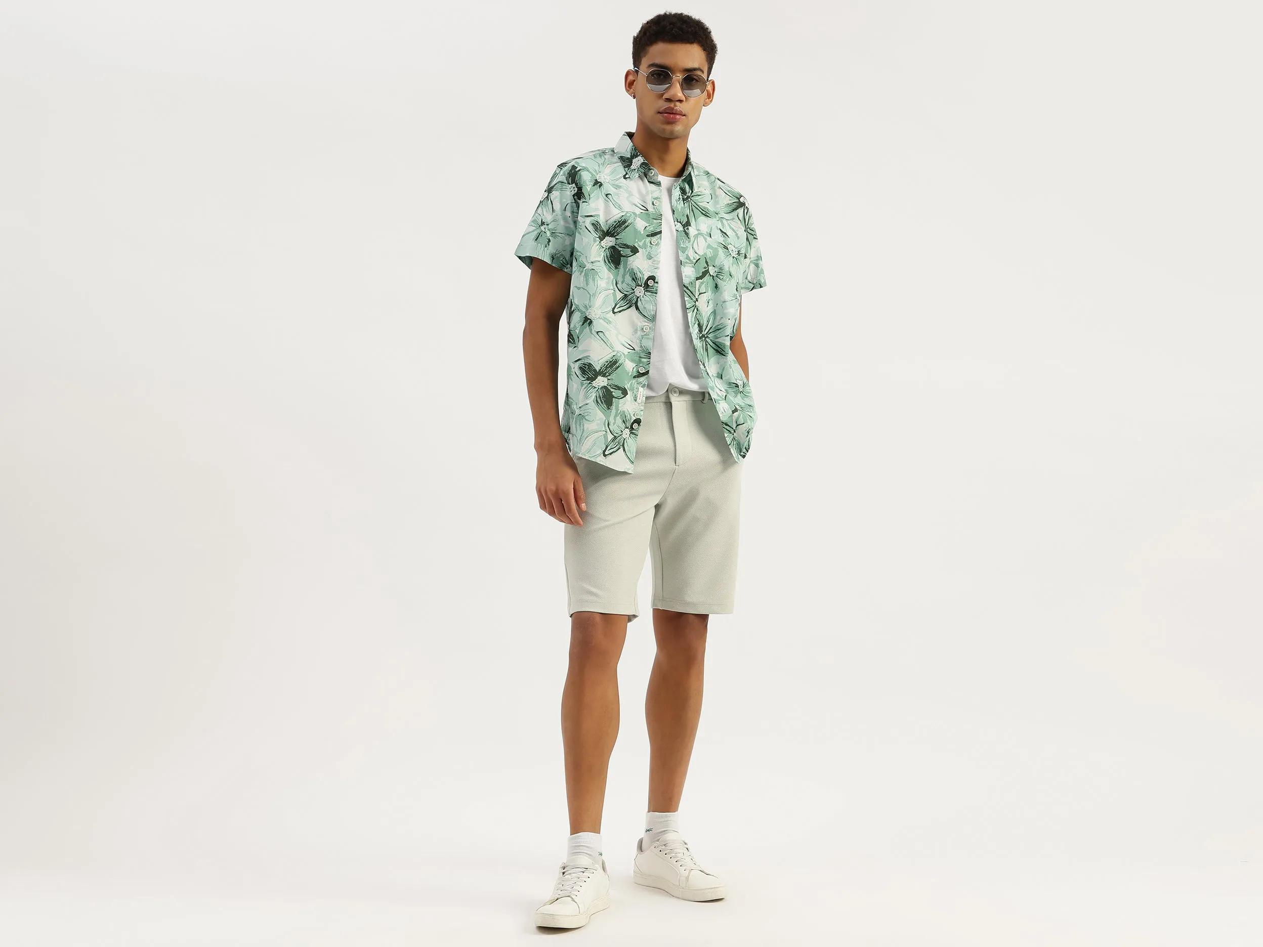 Textured Slim Fit Honeycomb Knit Shorts