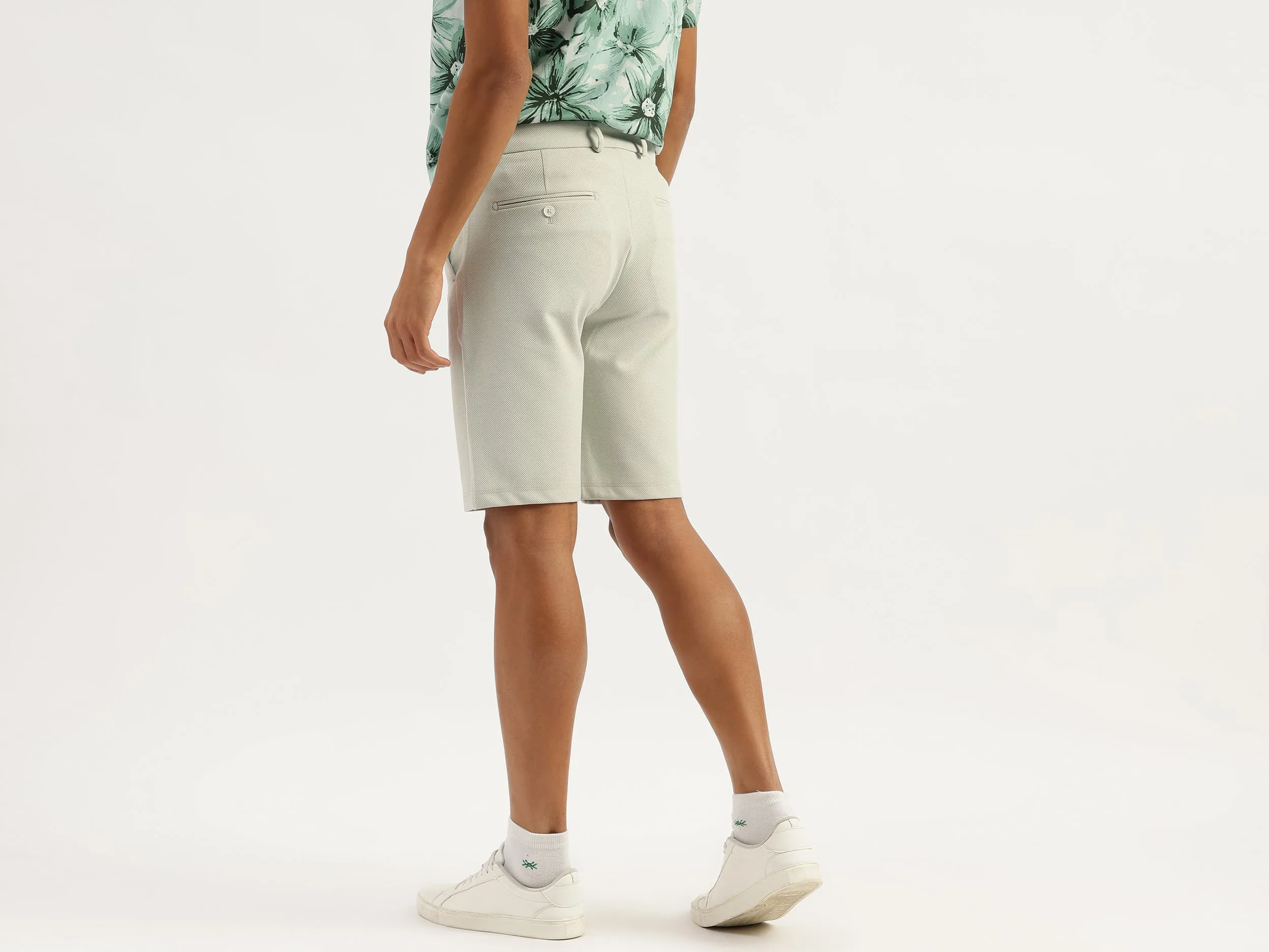 Textured Slim Fit Honeycomb Knit Shorts