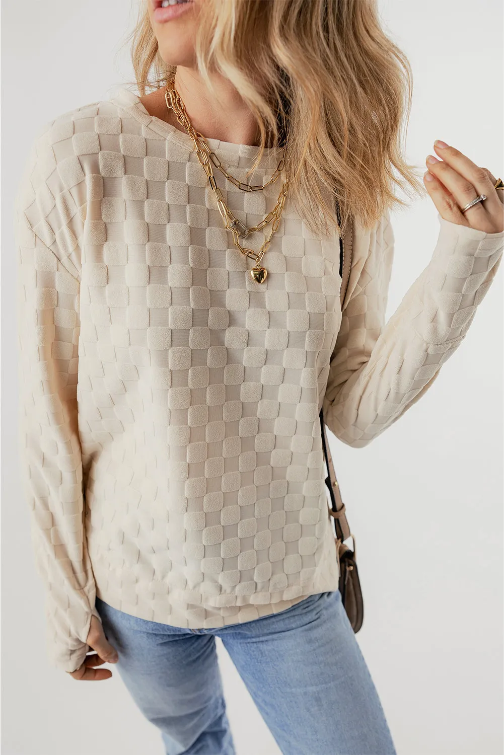 Textured Thumbhole Sleeve Top