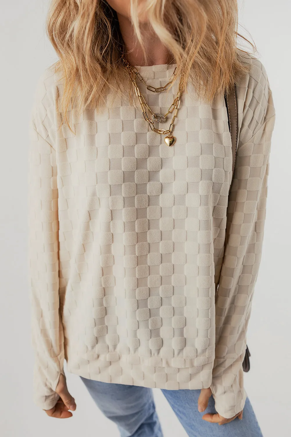 Textured Thumbhole Sleeve Top