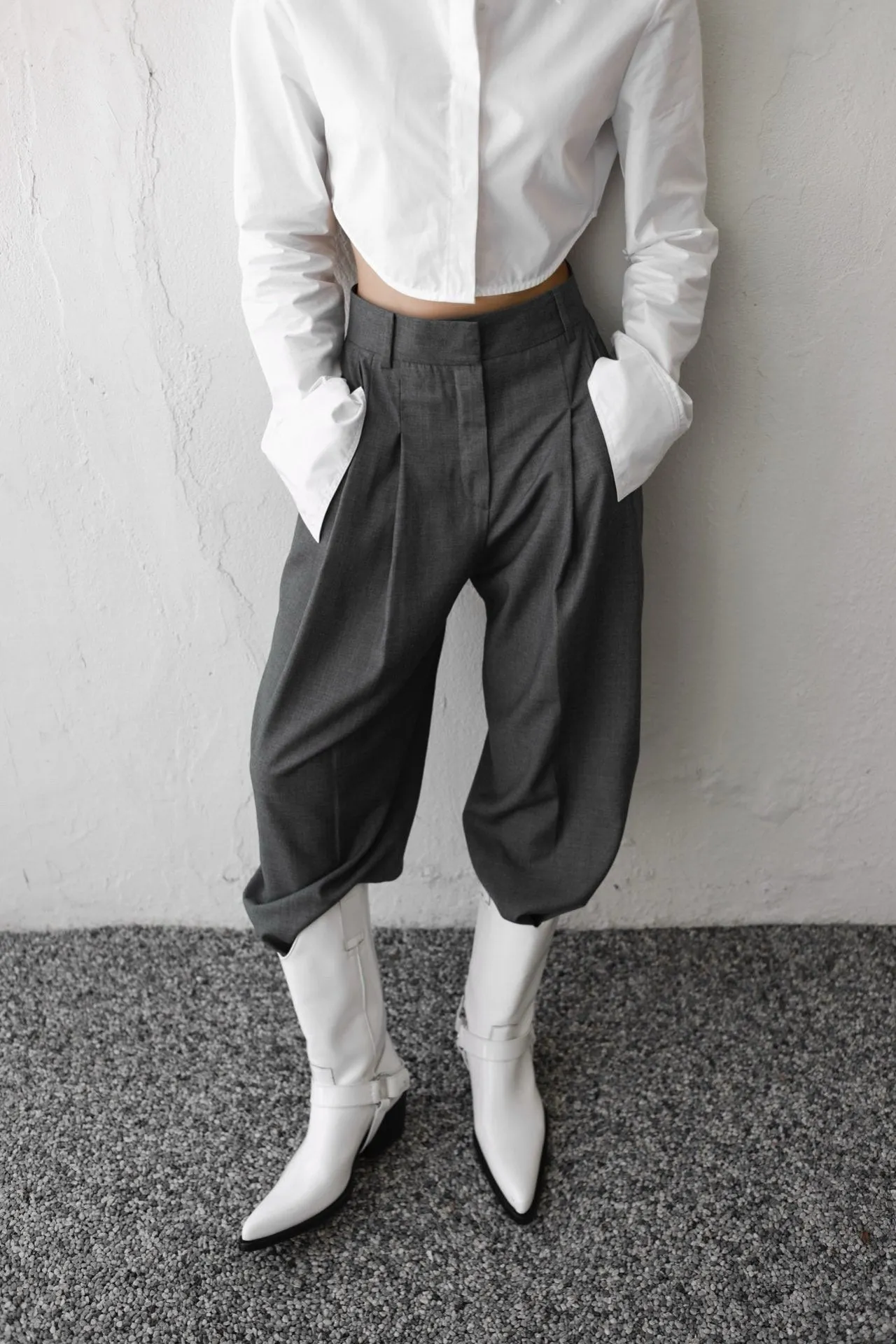 The Lux Shoulder Pad Cropped Shirt