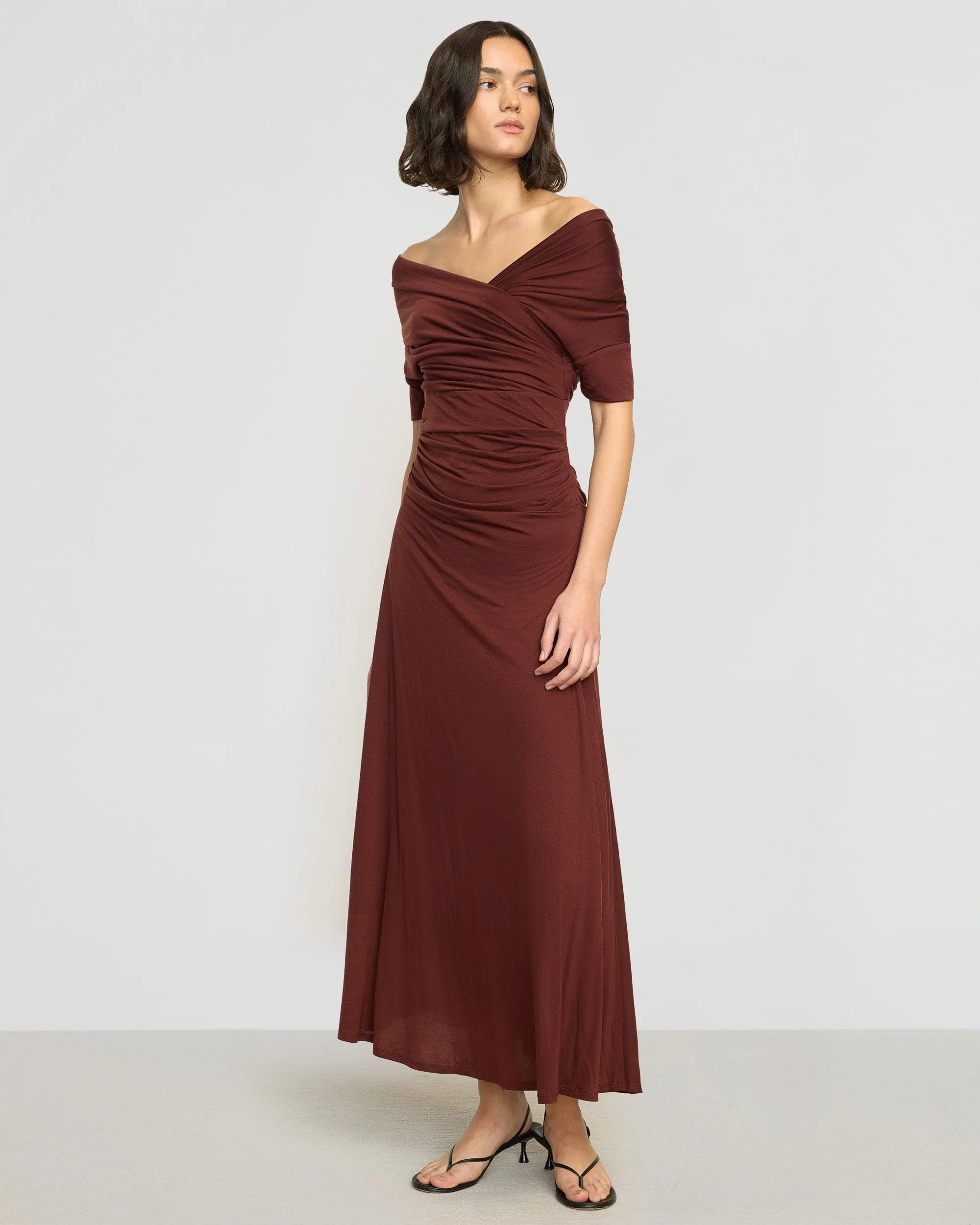 Thilda Ruched Off-Shoulder Dress
