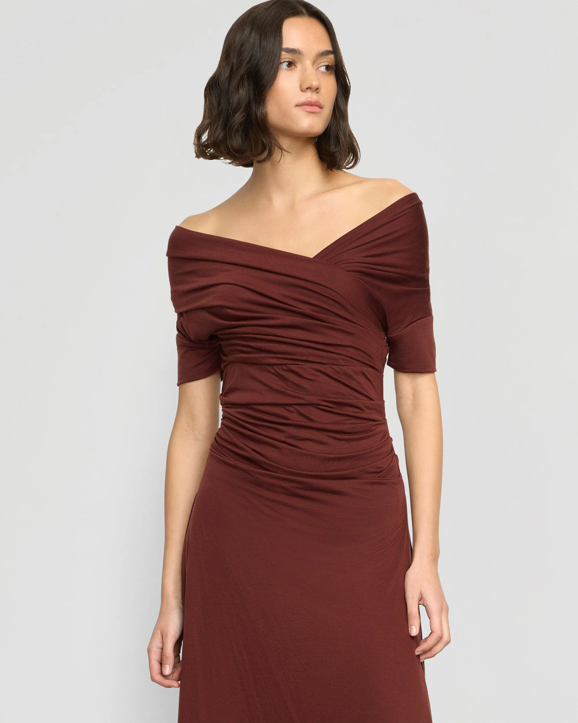 Thilda Ruched Off-Shoulder Dress