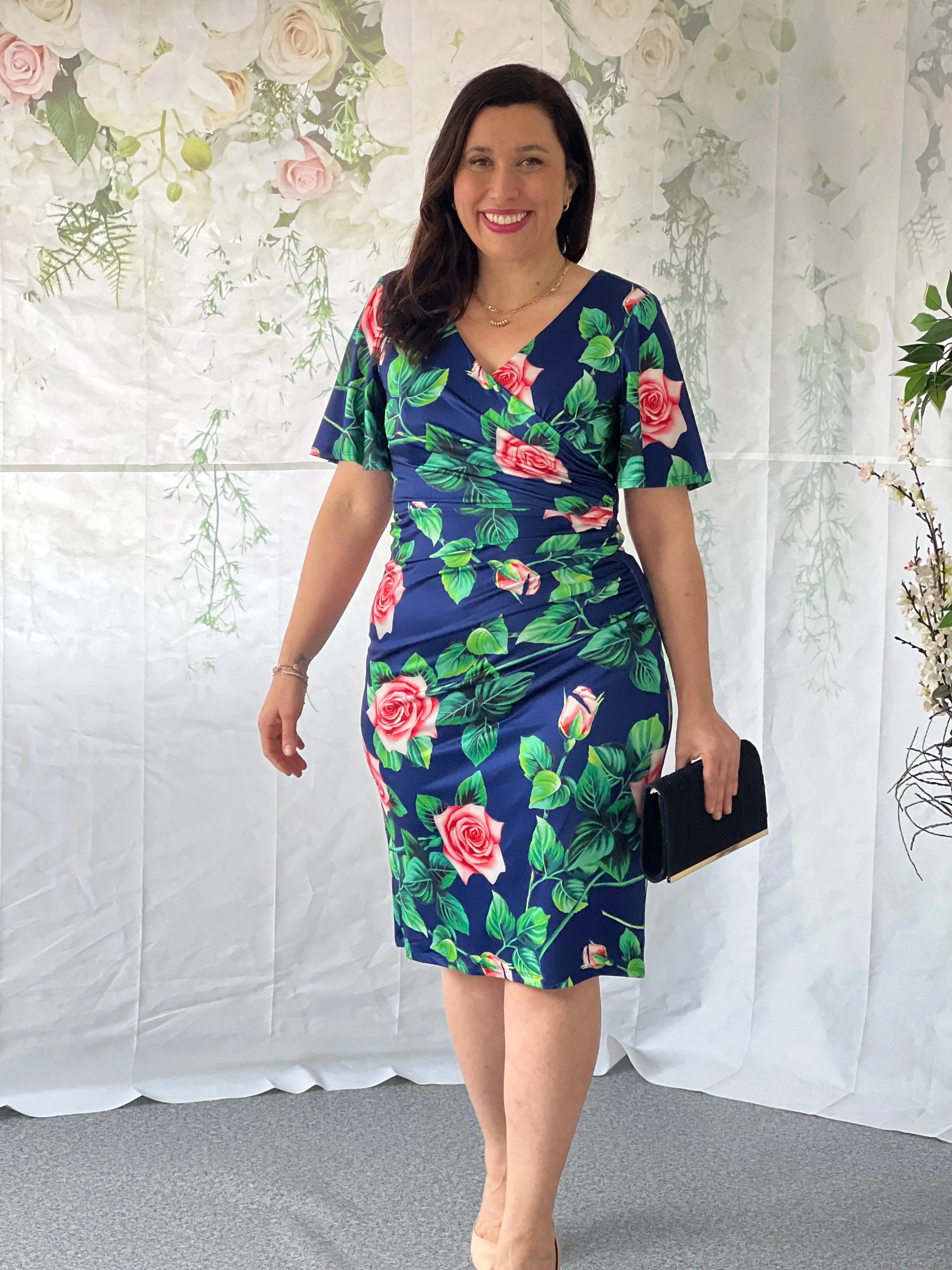 Tia Navy Floral Party Dress