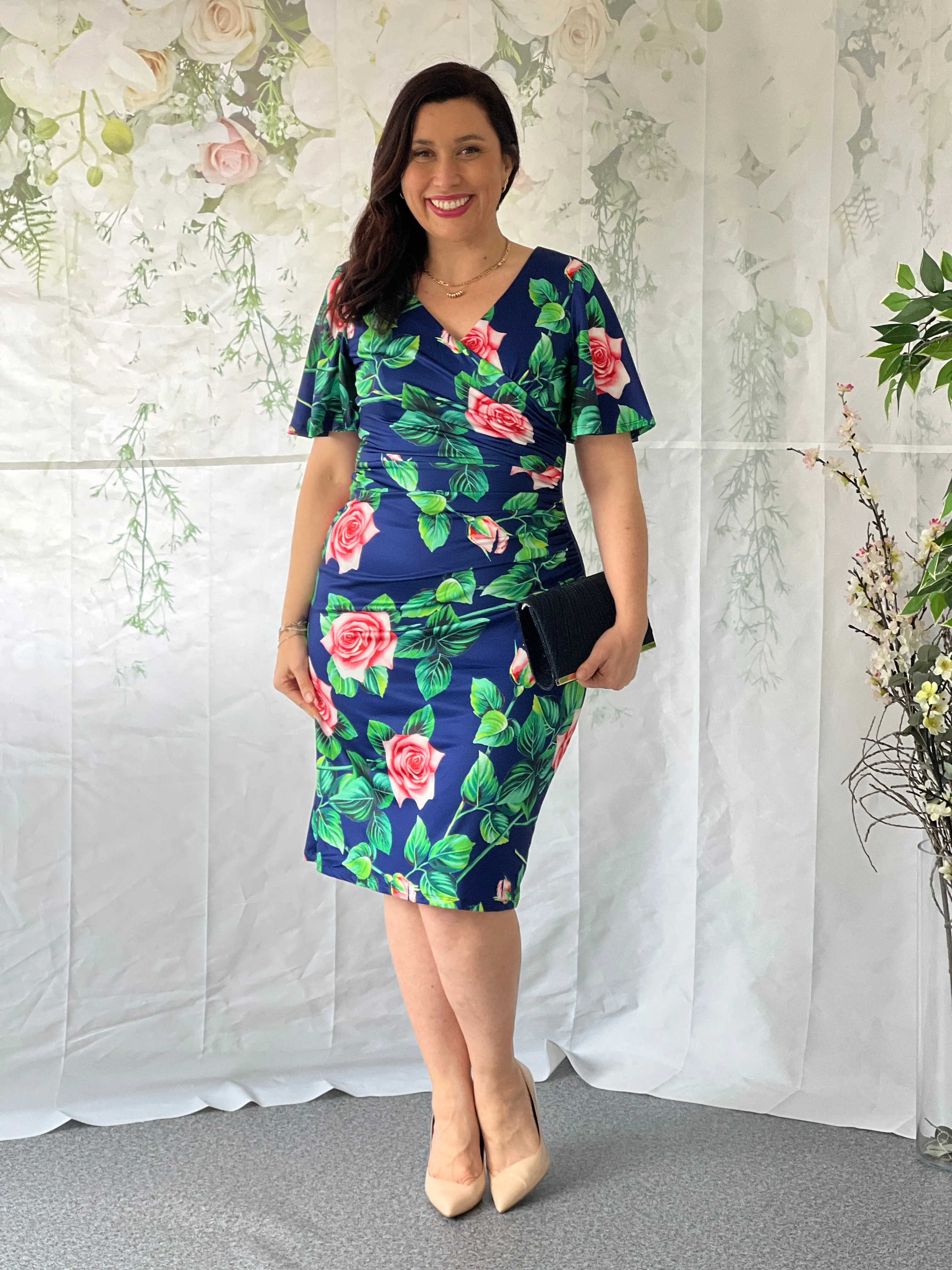 Tia Navy Floral Party Dress