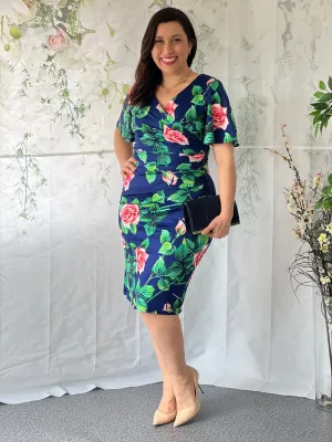 Tia Navy Floral Party Dress