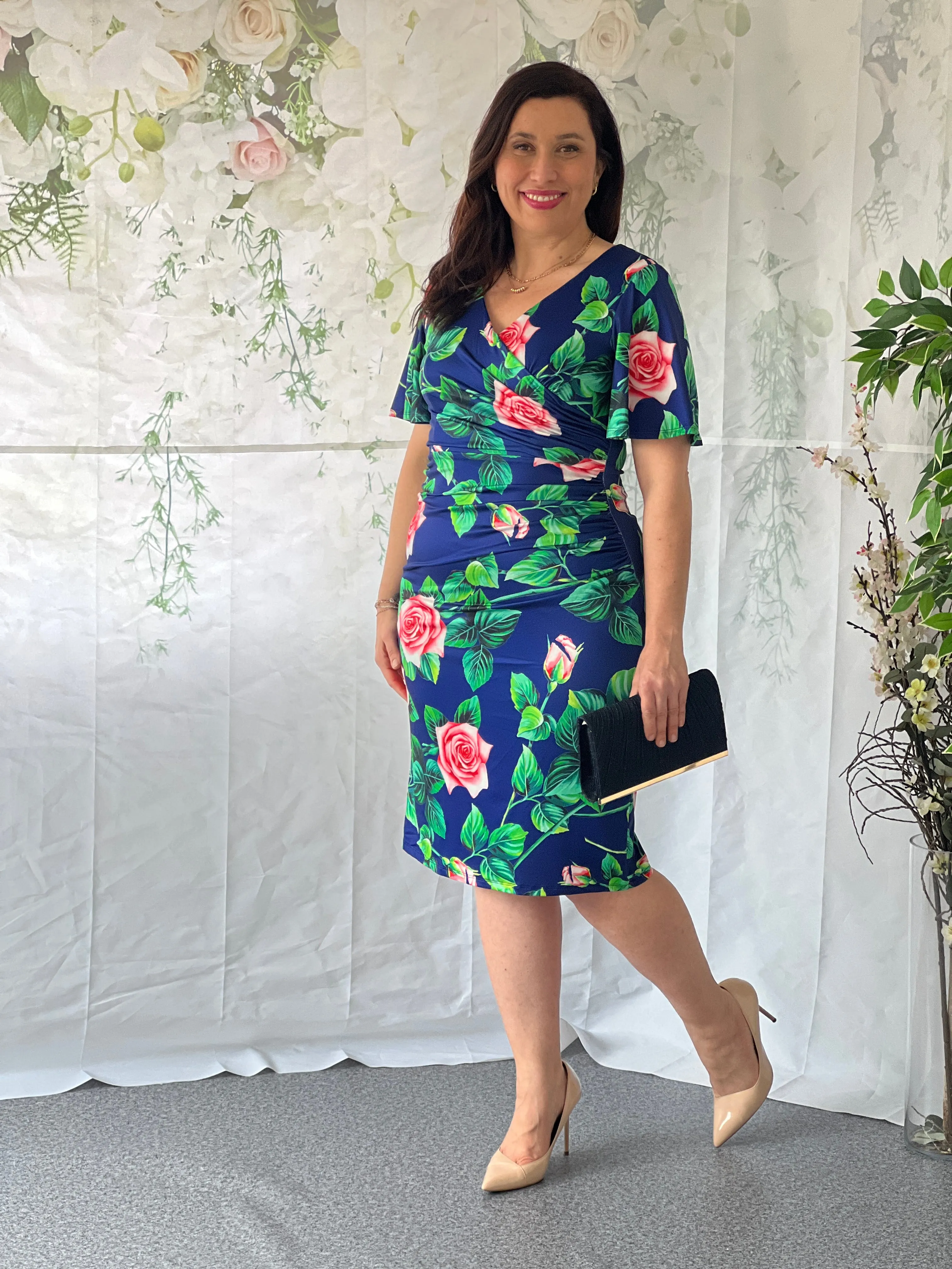 Tia Navy Floral Party Dress