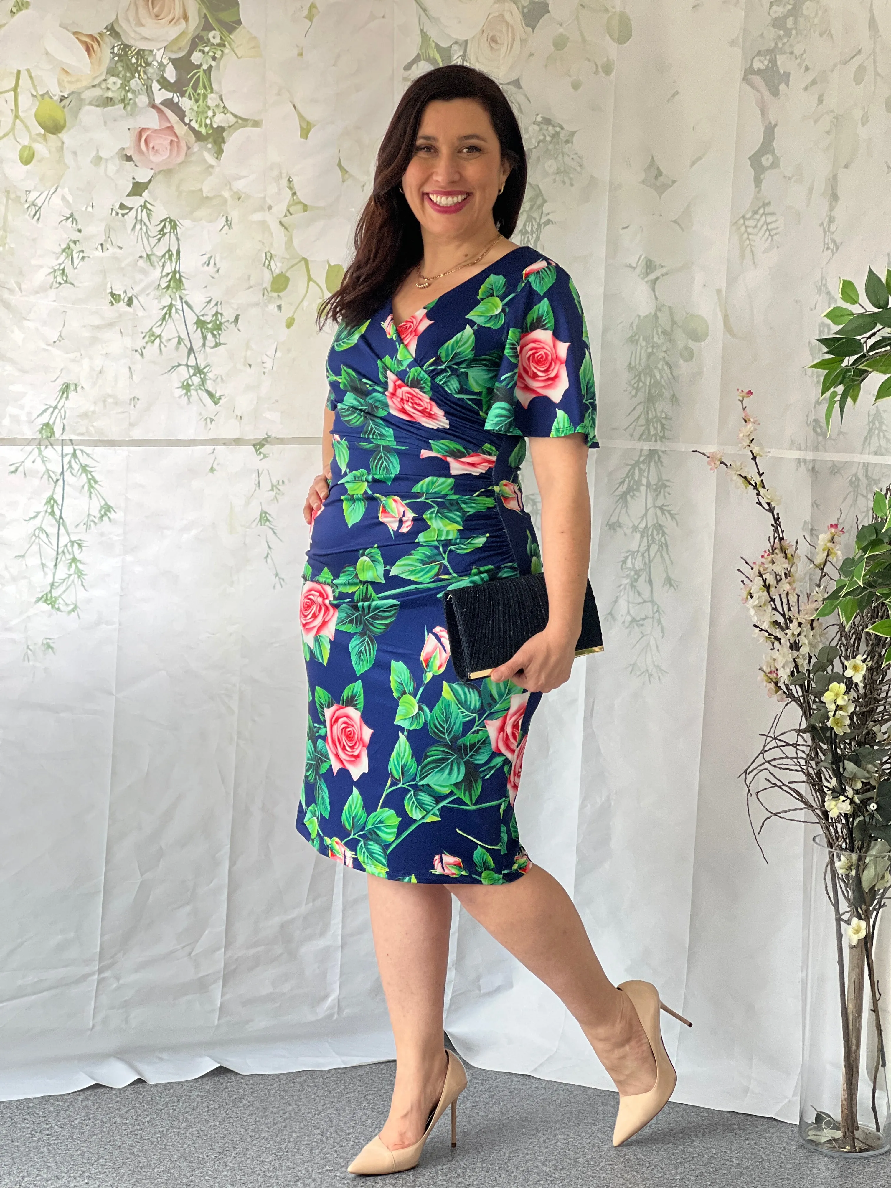 Tia Navy Floral Party Dress