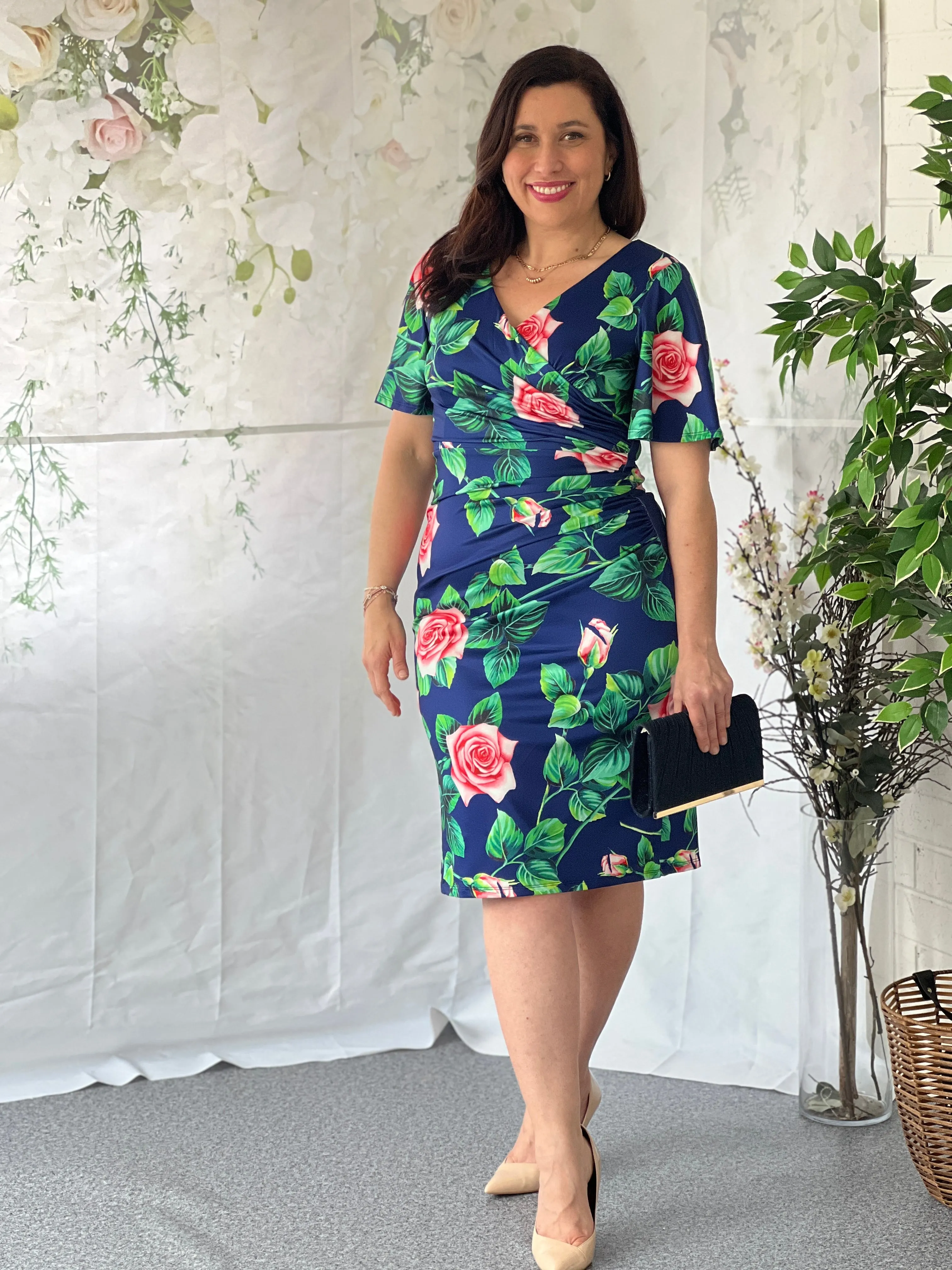 Tia Navy Floral Party Dress