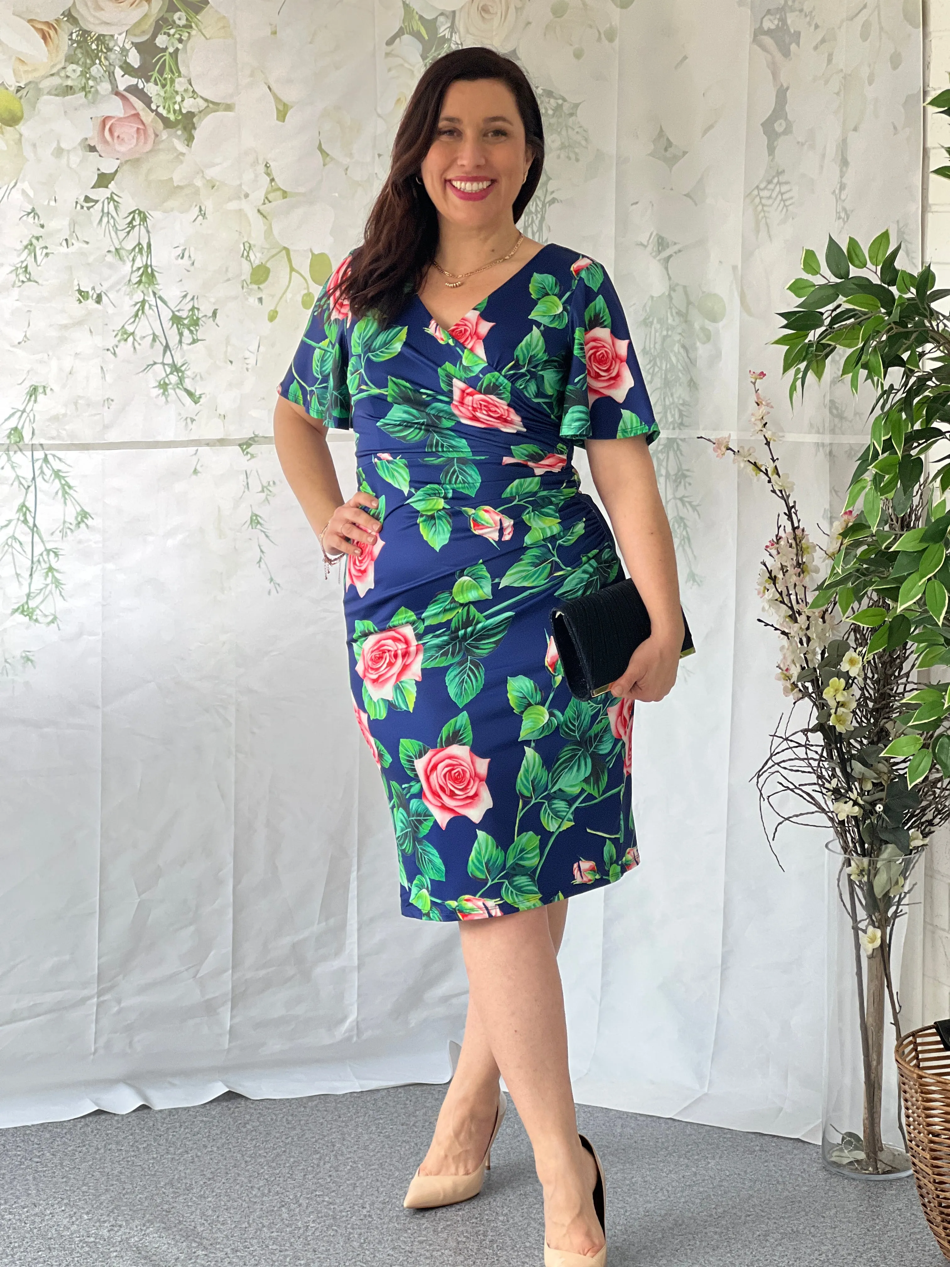 Tia Navy Floral Party Dress
