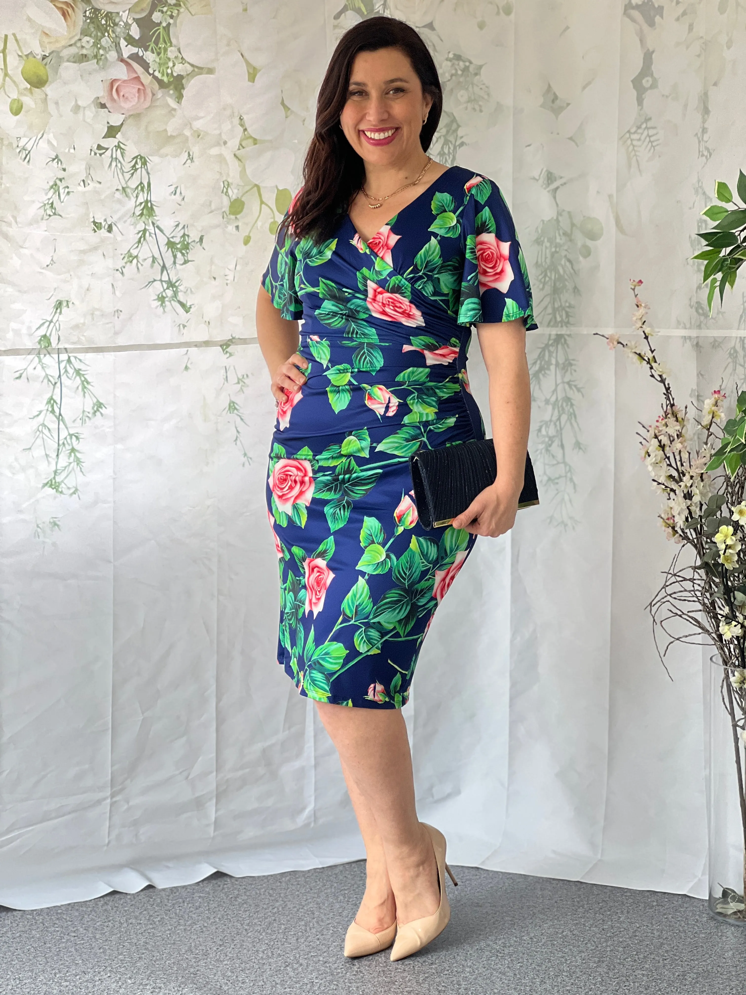 Tia Navy Floral Party Dress