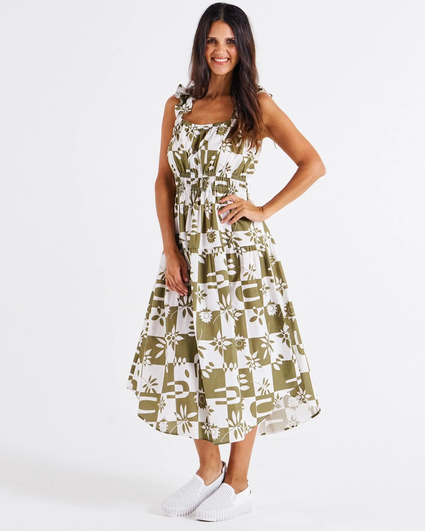 Tiered Maxi Frill Dress - Geo Floral