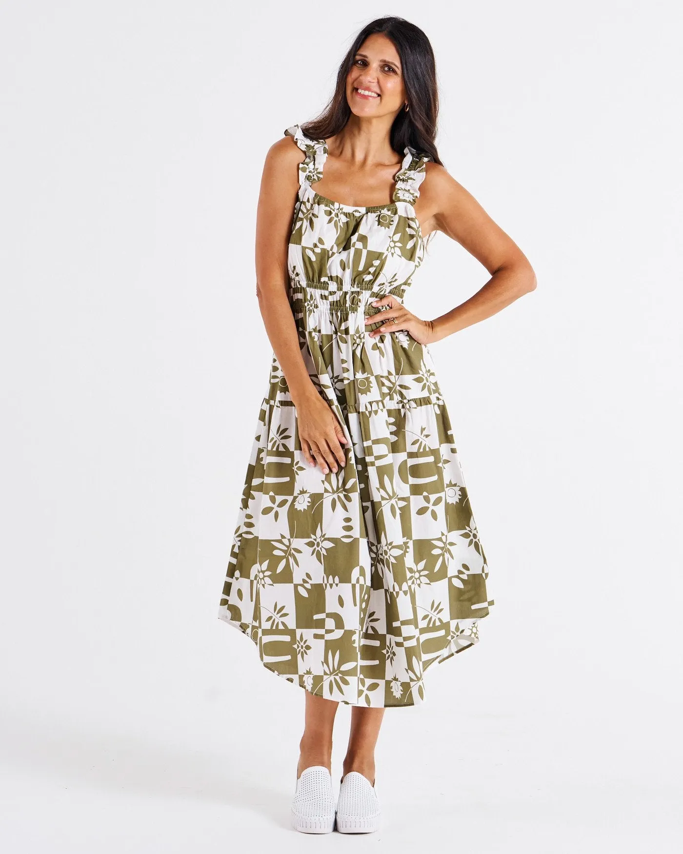 Tiered Maxi Frill Dress - Geo Floral