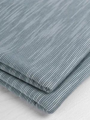 Tiny Stripe Cotton Spandex Jersey Knit Deadstock - Blue   White