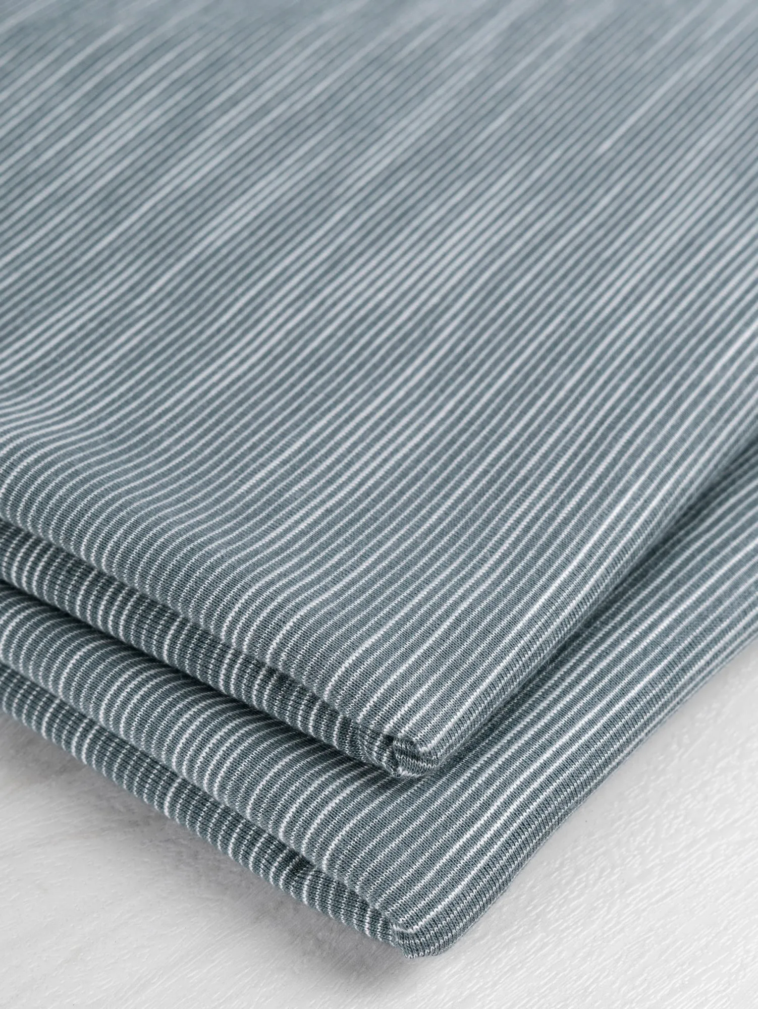 Tiny Stripe Cotton Spandex Jersey Knit Deadstock - Blue   White