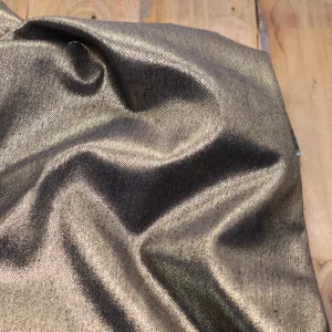 Tissu Jean Stretch- Noir irisé Or Doré (Vendu x10cm)