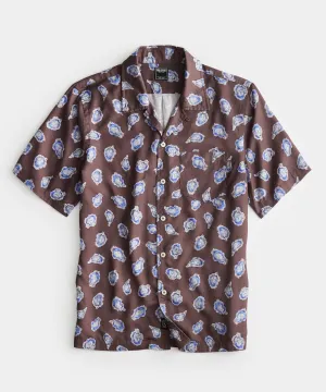 TODD SNYDER CAMP COLLAR SHIRT IN OYSTER