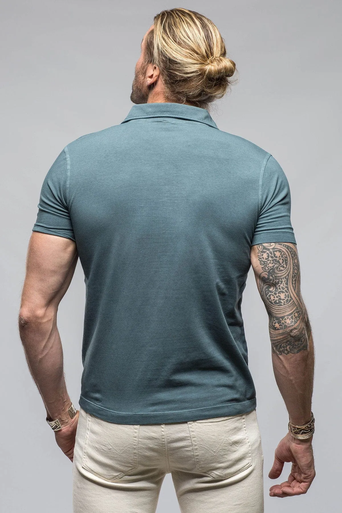 Toulour SS Woven Polo in Slate