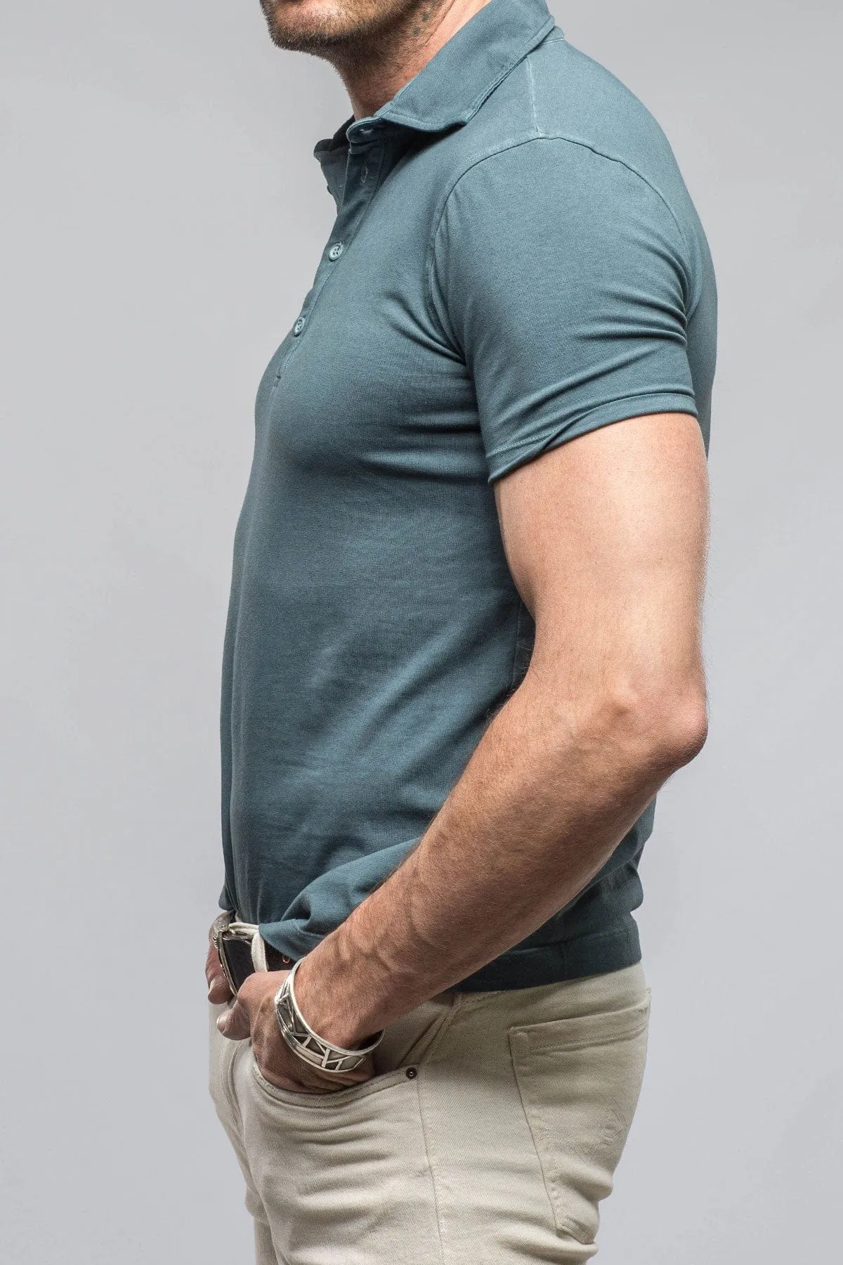 Toulour SS Woven Polo in Slate
