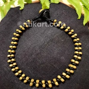 Tribal Dhokra Anklet with Two Layered Brass Beads Embedded