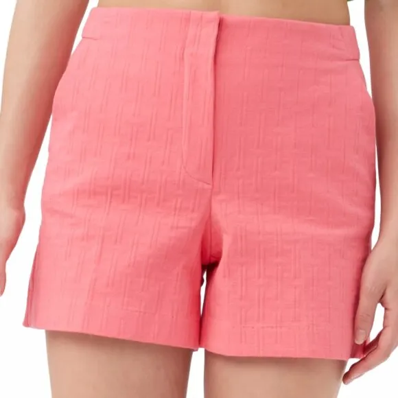Trina Turk 'Valera' Stretch-Cotton Textured-Stripe Shorts, Positano Pink