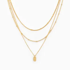 Triple Layered Tag Pendant Necklace