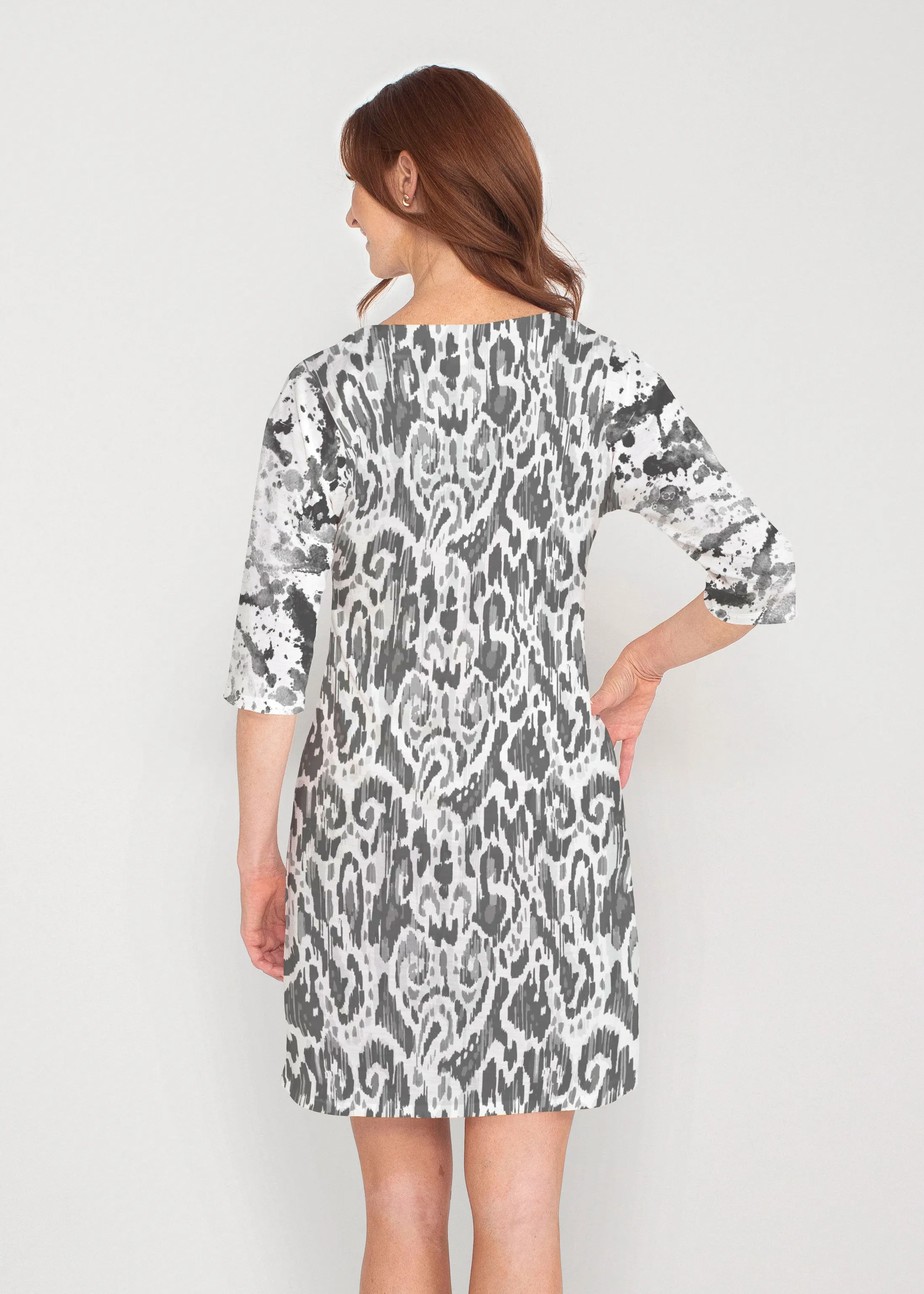 Trixie (8057) ~ Drop Shoulder 3/4 Sleeve V-Neck Dress