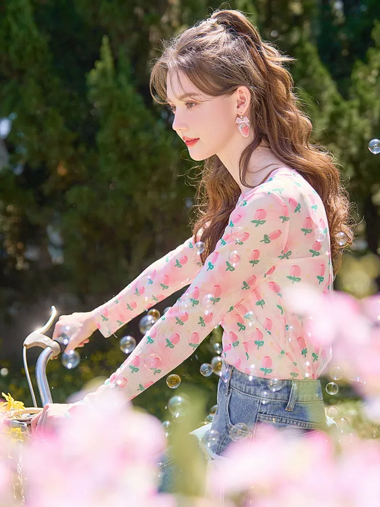 Tulip Garden Mesh Long Sleeve Top
