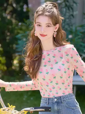 Tulip Garden Mesh Long Sleeve Top