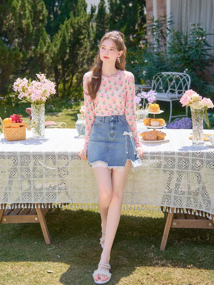 Tulip Garden Mesh Long Sleeve Top
