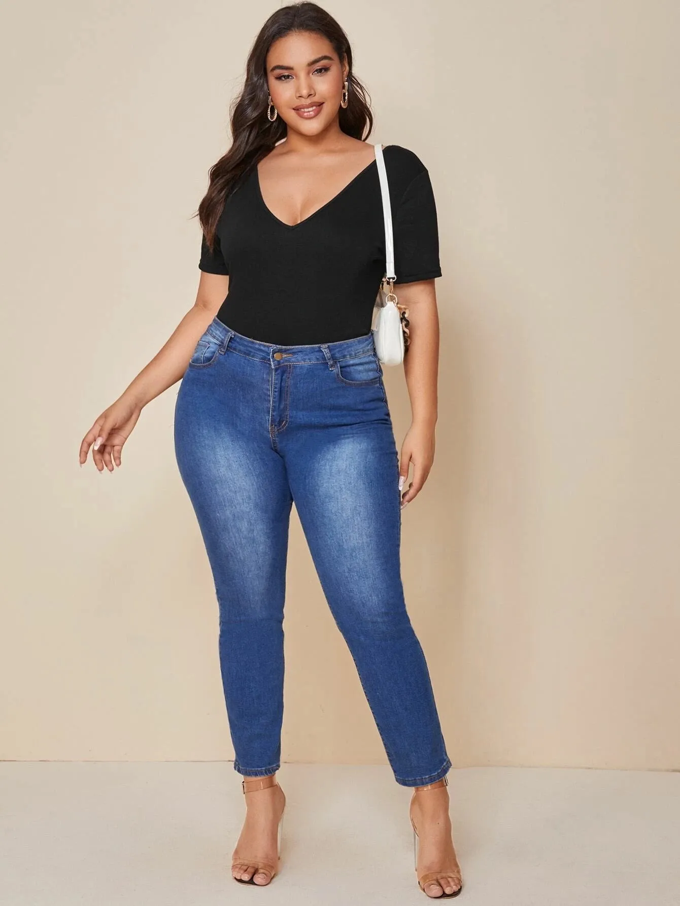 V-neck Black Top featuring the leopard tie back