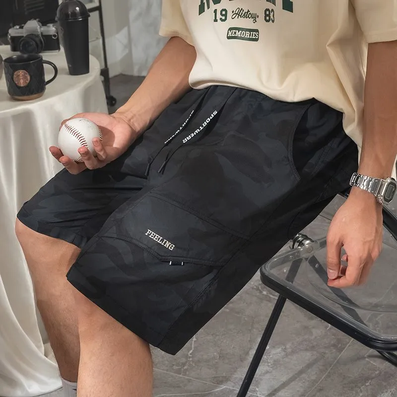 Versatile Elastic-Waisted Camo Cargo Shorts for Men