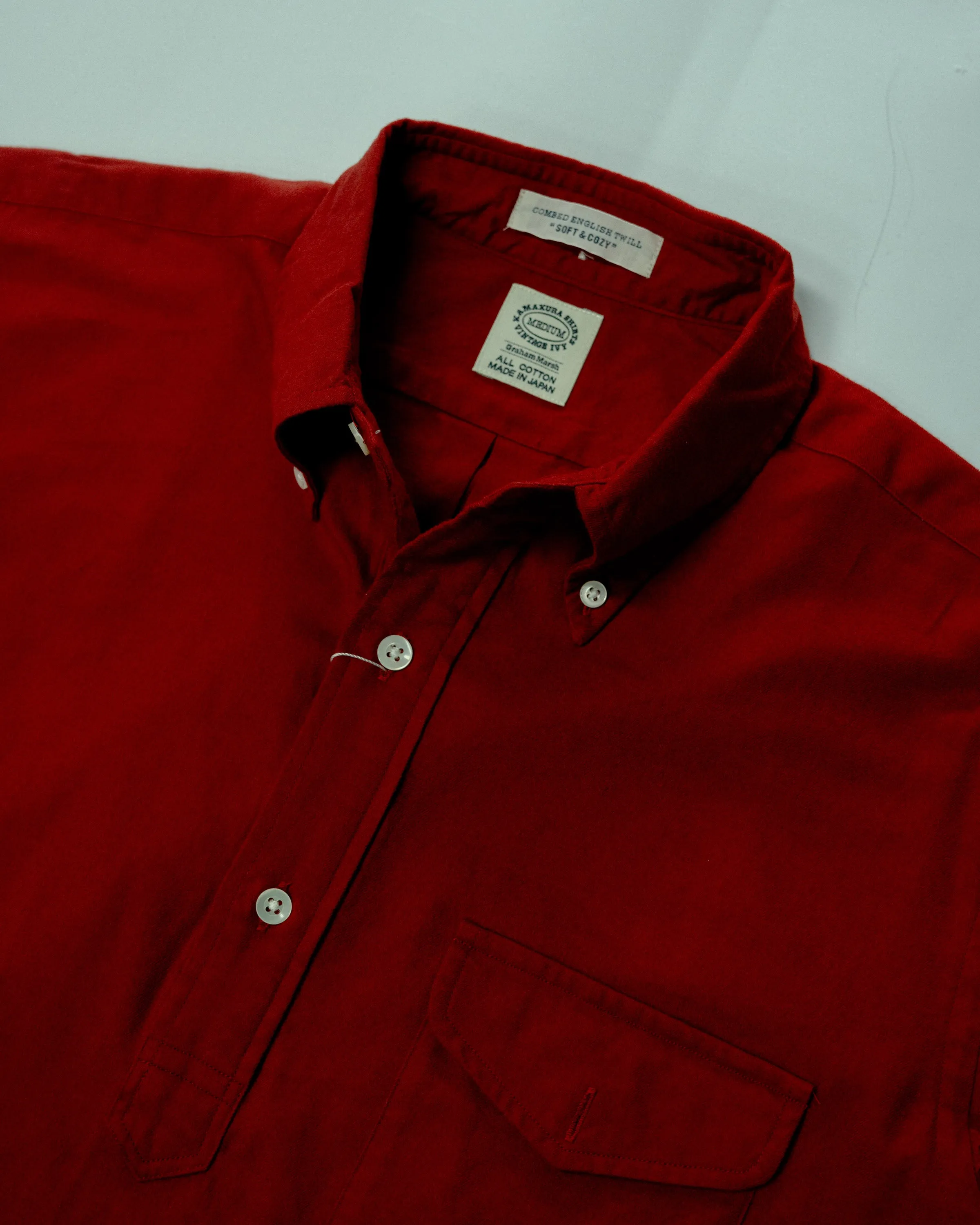 Vintage Ivy Combed Cotton English Twill Button Down EPGS08 | Red