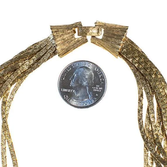 Vintage Multi Strand Gold Link Necklace