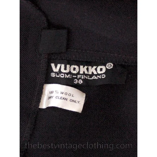 Vintage Rare Vuokko Black Circle Motif Finest Wool Voile Maxi Dress 1970s M 38