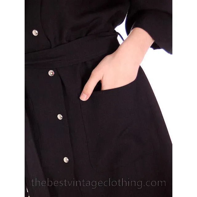 Vintage Rare Vuokko Black Circle Motif Finest Wool Voile Maxi Dress 1970s M 38