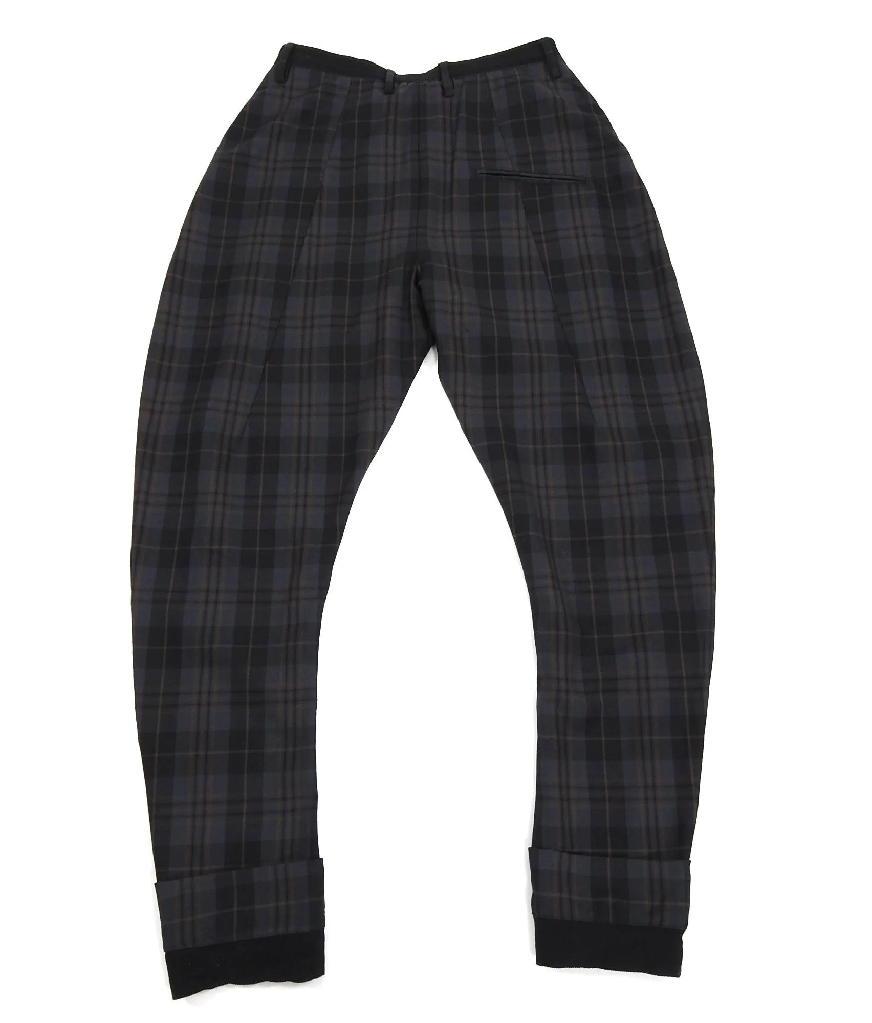 Vivienne Westwood Navy Grey and Brown Plaid Cropped Trousers - 32