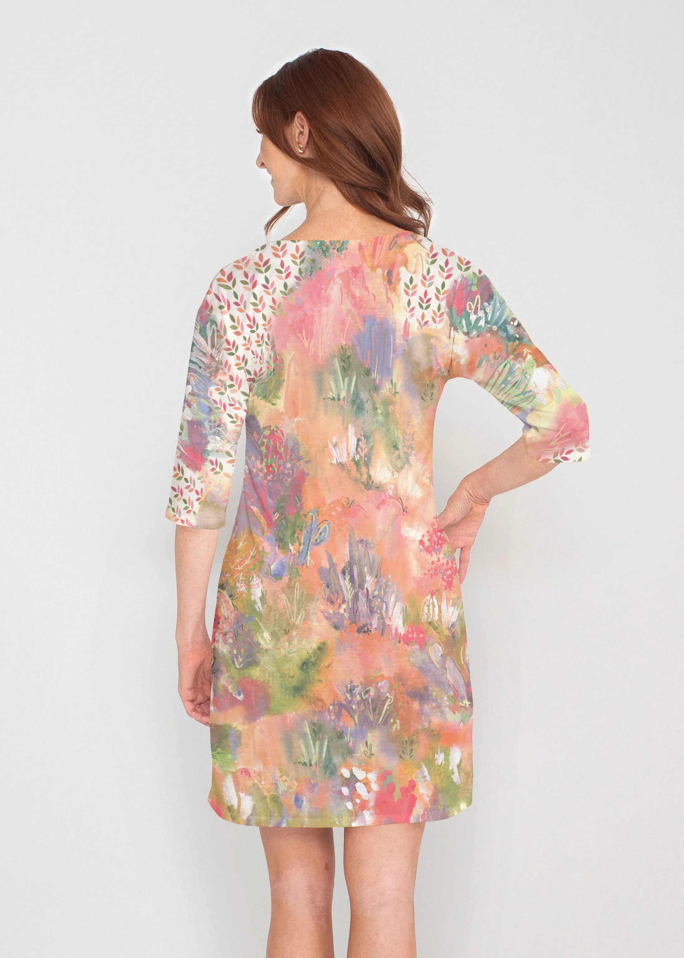 Warm Desert Vibes (17248) ~ Drop Shoulder 3/4 Sleeve V-Neck Dress