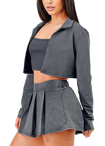 WASHED 3 PCS SKORT SET(MMS2001) <Bundle>