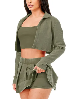WASHED 3 PCS SKORT SET(MMS2001) <Bundle>