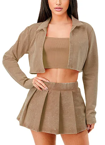 WASHED 3 PCS SKORT SET(MMS2001) <Bundle>