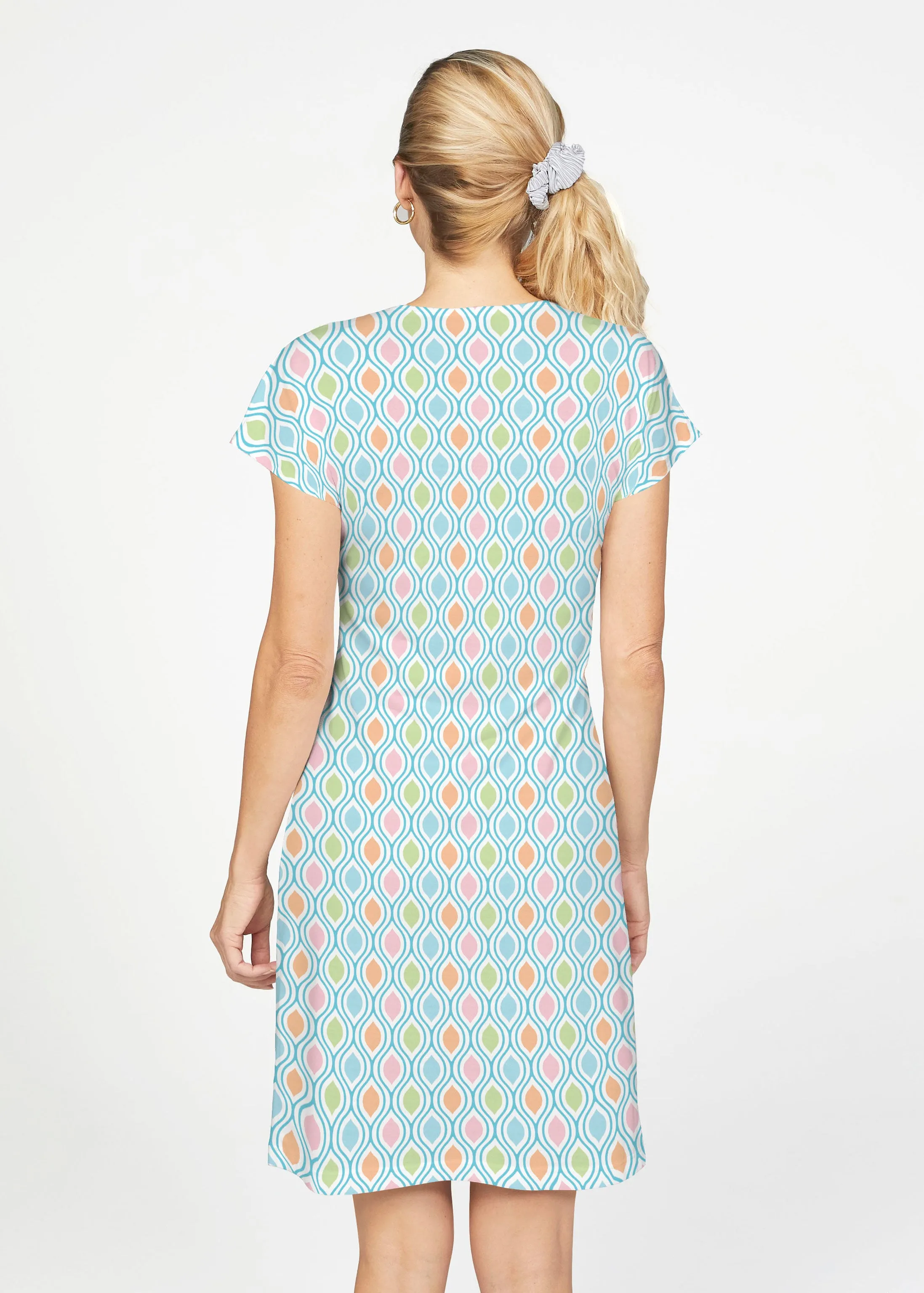 Waves of Sherbet (25072) ~ French Terry Short Sleeve Crew Dress
